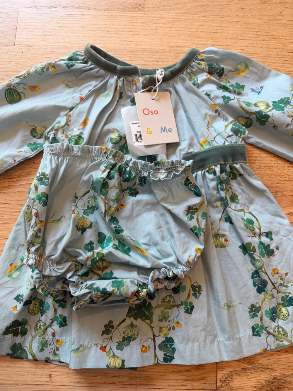 Oso & Me Girls Light Blue Floral Matching Blouse Set